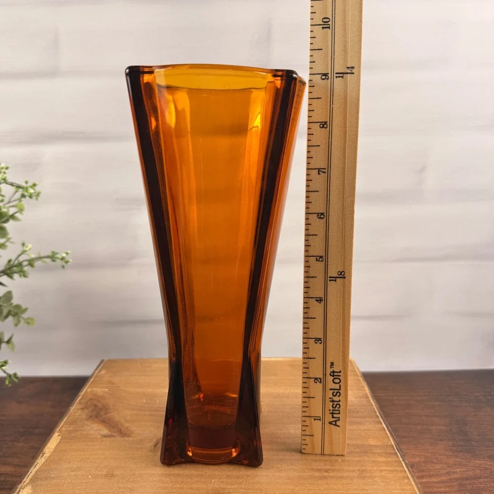 Anchor Hocking Rocket Vase Amber Glass Mid Century Modern 9